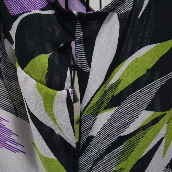 WORTHINGTON Tropical Sleeveless Semi Sheer Dressy Tank Blouse - Picture 9 of 16